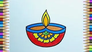 How To Draw A Oil Lamp 🪔 | Happy Diwali Drawing For kids | Painting And Colouring
