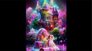 Purple Fantasy Dream Castle Diamond Painting