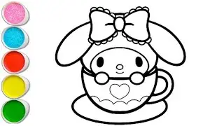 How to Draw Cute My Melody Winter Coffee Cup ☕❄️ | Easy Drawing for Kids| Super Cute & Easy