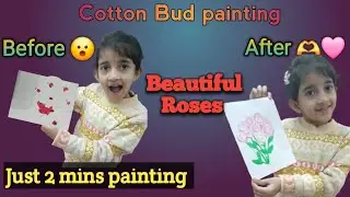 ✨️Beautiful Rose🌹 painting in Just 2 mins || Cotton Buds painting tutorial 