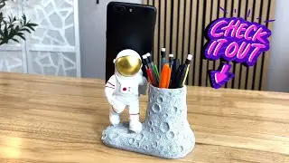 BUTILIVEEN Astronaut Pencil Holder with Phone Stand &ndash; Resin Spaceman Organizer for Desk Decor & Gift