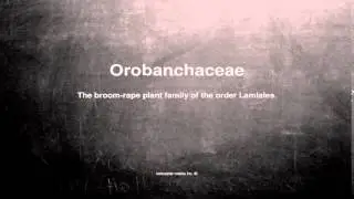Medical vocabulary: What does Orobanchaceae mean