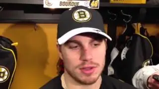 CHRIS BOURQUE PLAYS HIS FIRST GAME AD A BRUIN