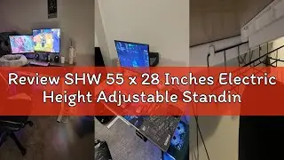 Review SHW 55 x 28 Inches Electric Height Adjustable Standing Desk with Drawer and Memory Preset, Ma