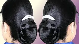 Simple Updo Hairstyles With रबर बैंड F Medium Curly Hair_Girl Hairstyle Easy& Beautiful #hairfashion