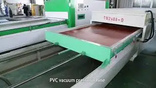 PVC film wood door making machine automatic vacuum membrane press machine working video