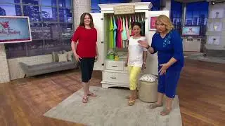 Quacker Factory DreamJeannes Open Bloom Cut-Out Capri Pants on QVC