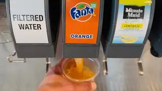 Pouring Fanta Orange Drink Refill at Soda Fountain Machine | McDonald&rsquo;s, Alhambra, California, USA