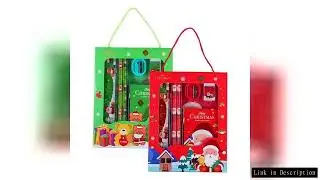 Non-Toxic Pencil Stationery Set Kawaii Santa Print Smooth Writing with Case Students Office Supplies