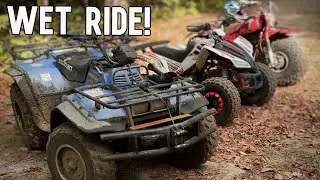 Coleman AT125-EX plows through puddle filled trail