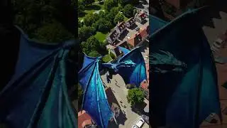 Blue Dragon Soars Above Medieval Village! 🏰🌀 #FlyingDragon #MedievalFantasy #BlueWings