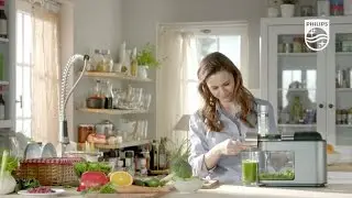 Extrage pana la 90% suc din fructe si legume cu storcatorul prin presare la rece Philips