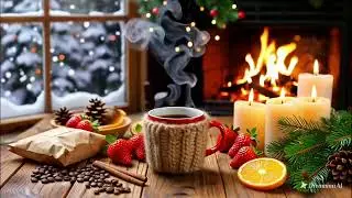 Cozy Winter Jazz ☕ Fireplace Ambience | Relaxing Coffee Cabin