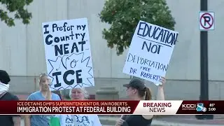 Des Moines residents gather downtown for protest after Dr. Ian Roberts' arrest