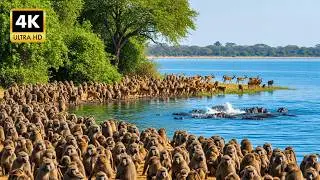 Relaxing Hike in Tanzania: Lake Manyara - Baboons, Hippos & Fig Tree Forest Shade (4K UHD)