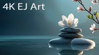 4K Zen Harmony 1hour : Stones, Flowers & Reflections slideshows | World Music | TV Art