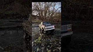 FMS Fcx10 driving on thin ice! #rc #offroad #crawler #k5 #blazer #chevy #fyp #rcfun #rccar #dji