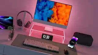 Aothia Clear Acrylic Monitor Stand Riser - App-Controlled LED Light Strip Laptop Stand with Storage