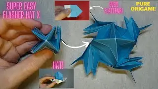 Super Easy Origami Flasher Hat X - Even Flattens - Pure Origami