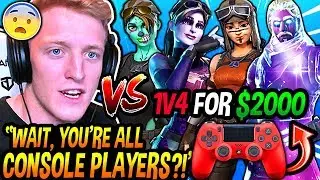 Tfue SCARED After Being CHALLENGED By 4 PRO CONSOLE PLAYERS To A 1V4 BUILD BATTLE For $2000! (CRAZY)