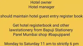 Compulsory Guest House Register Book Format