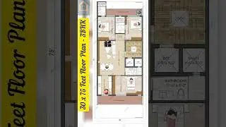 30 by 75 Feet floor plan | 3BHK Builder Floor Plan #shorts