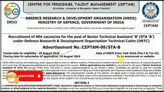 DRDO NOTIFICATION 2018