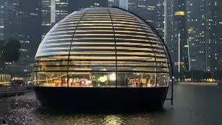 Apple 🍏 show room with unique globe design near marina bay sands - Singapore 🇸🇬 trip 
