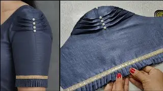 Latest Pleated Blouse Sleeve Design | 4 Pearl Pleats Sleeves with Frill & Lace | Easy Tutorial