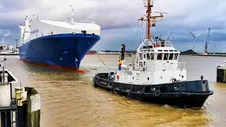 ConRo NEW AMSTERDAM & Schlepper Schleuse PFIB IMO 9234082 DVVO Container RoRo & tugs sealock Emden