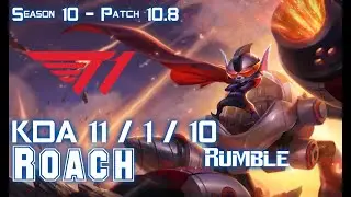 T1 Roach RUMBLE vs GANGPLANK Top - Patch 10.8 KR Ranked