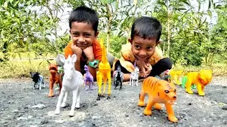 Huge Toy Zoo Wild Animal Collection || Rafin ruhi playing with animal toys |Animal toys