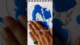 Krishna Spill Art Drawing ❤️😘 How to Make Easily Spill Art technique #skatch #krishna #radhakrishna