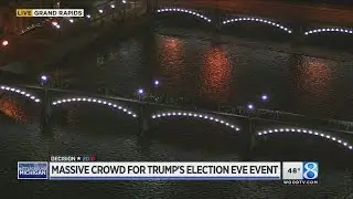Crowd lines up to see Donald Trump in Grand Rapids