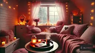 Relaxing Lofi Hip-Hop 💕 Cozy Pink Valentine&rsquo;s Retreat with Warm Fireplace