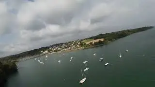 France, Drone flight over the Castle of Saint-Cast le Guildo, Brittany.
