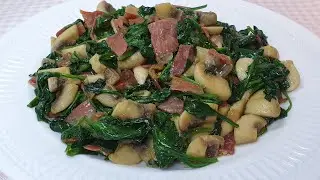 ESPINACAS SALTEADAS. Con jamón serrano y champiñones! #nuberosaylila