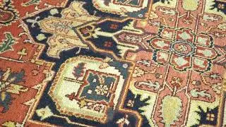 Handmade 9x12 Rust and Blue Traditional Heriz Serapi Rug | TRDCP92912