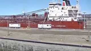 Freighter Passing Through Soo Locks