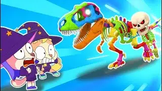 Dinosaur Skeleton Come Alive with Friends | Halloween Song Nursery Rhymes| Nuton & Lola
