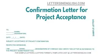 Confirmation Letter For Project Acceptance - Letter for Confirmation for Acceptance of Project