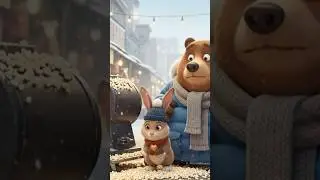 Cute Bear's Winter Market Mukbang 🐻 (Korea Street Food) #funny #cute #animation #cartoon #movie