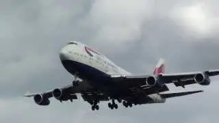British Airways Boeing 747-400 G-CIVD Landing London Heathrow 27L