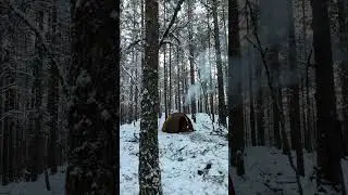 Winter Camping in a Hot Tent #hottent #wintercamping #woodstove