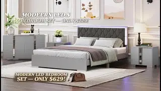 Merax 4-Piece Queen Bedroom Set with LED Bed & Storage &ndash; Modern Bedroom Furniture Review