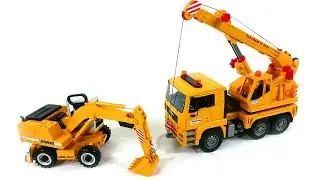 Видео про машины: Экскаватор Liebherr и Подъемный кран Man