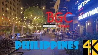 4K | Walk Tour Around BGC at Night | Bonifacio High Street Taguig Metro Manila Philippines