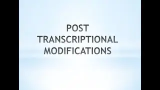 ( Molecular Biology Session 10)Post Transcirptional Modification