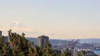 Morning View of Space Needle, Mt. Rainier & Seattle from Kerry Park