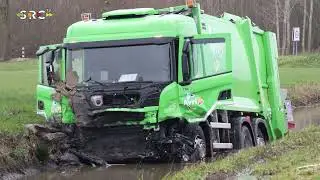 Persoon zwaargewond bij botsing tussen personenauto en vuilniswagen